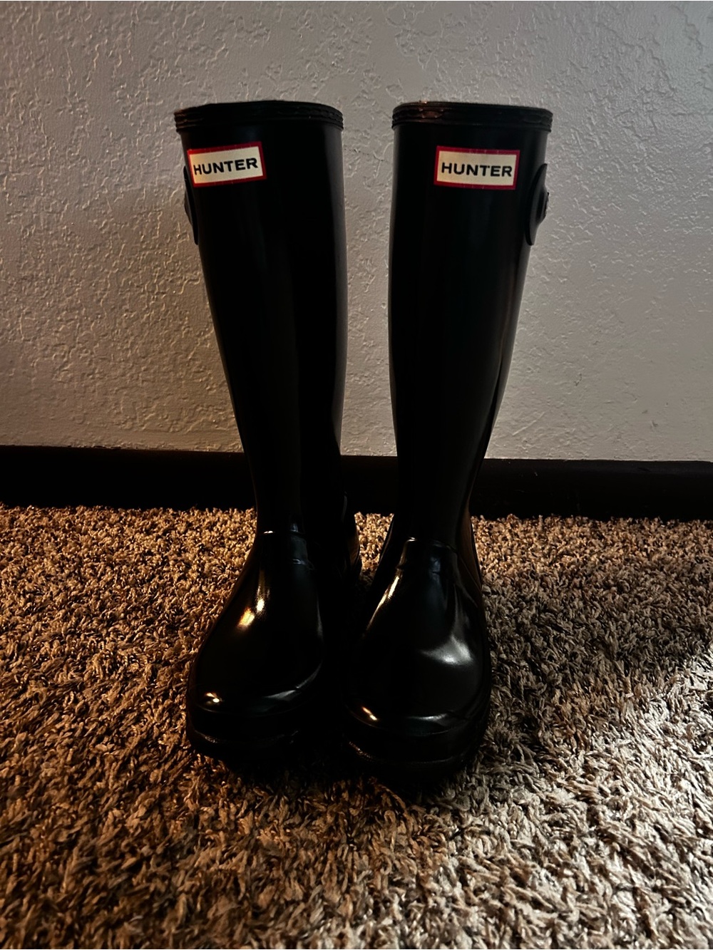 Hunter Gloss Black Knee-High Rain Boots
